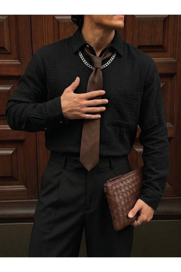 Men's Muslin Shirt 100% Cotton Hakim Italian Collar Buttoned Long Sleeve Loose Fit Shirt Relaxed Fit Summer Shirt