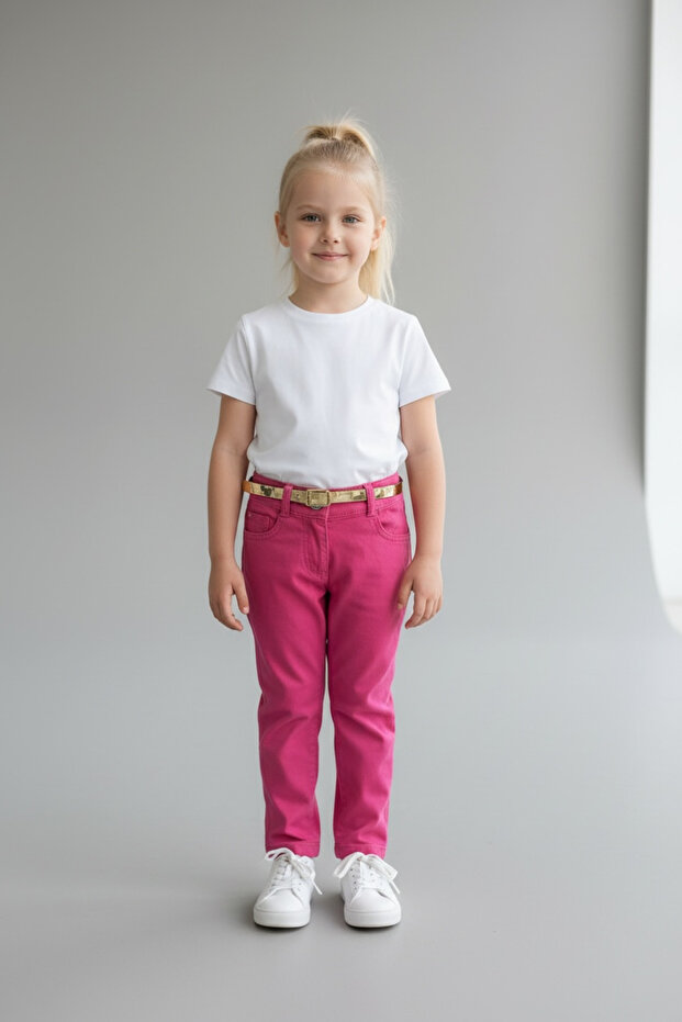Girl's Fuchsia Pink Cotton Pants