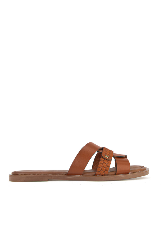 , Women's Genuine Leather Slippers 1611010Za7 Orange