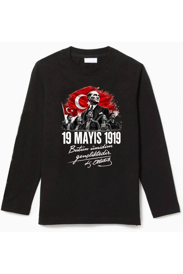 Long Sleeve All My Hope in Youth Ataturk and Youth Printed May 19 1919 Children's T-Shirt
