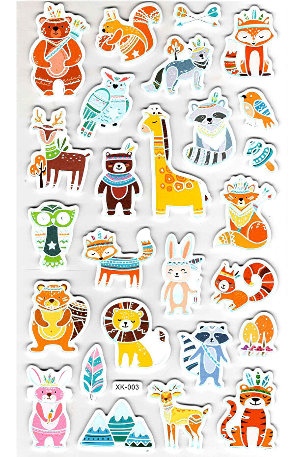 Sticker Eva Embossed Sticker Decal Notebook Label (Xk003) 14X24 cm - Native American Animal Cute