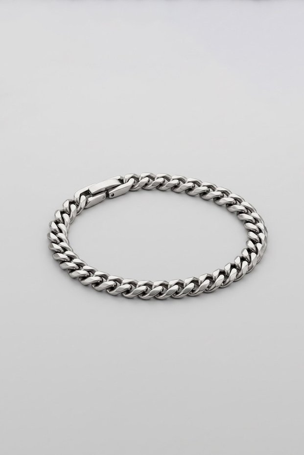 Men's Gourmet Chain Steel Bracelet Silver