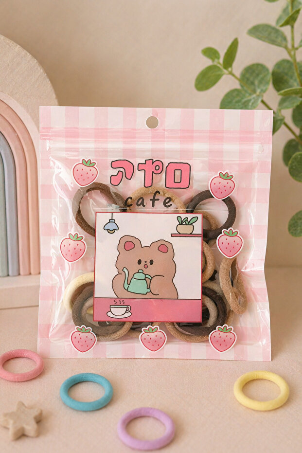 Set of 30 Children's Hair Elastics – Brown Tones Basic Girls' Hair Elastic Set