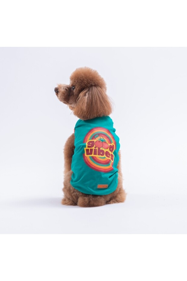 Green-Green Good Vibes T-Shirt Cat Dog Tee-Cat Dog Outfit