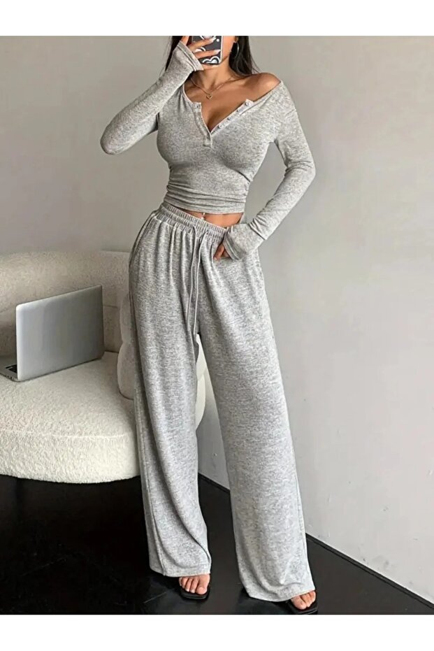 Women's Gray Sweatpants - Waist-Tieable, Suitable for Daily Use, Comfortable Fit, Washable Fabric