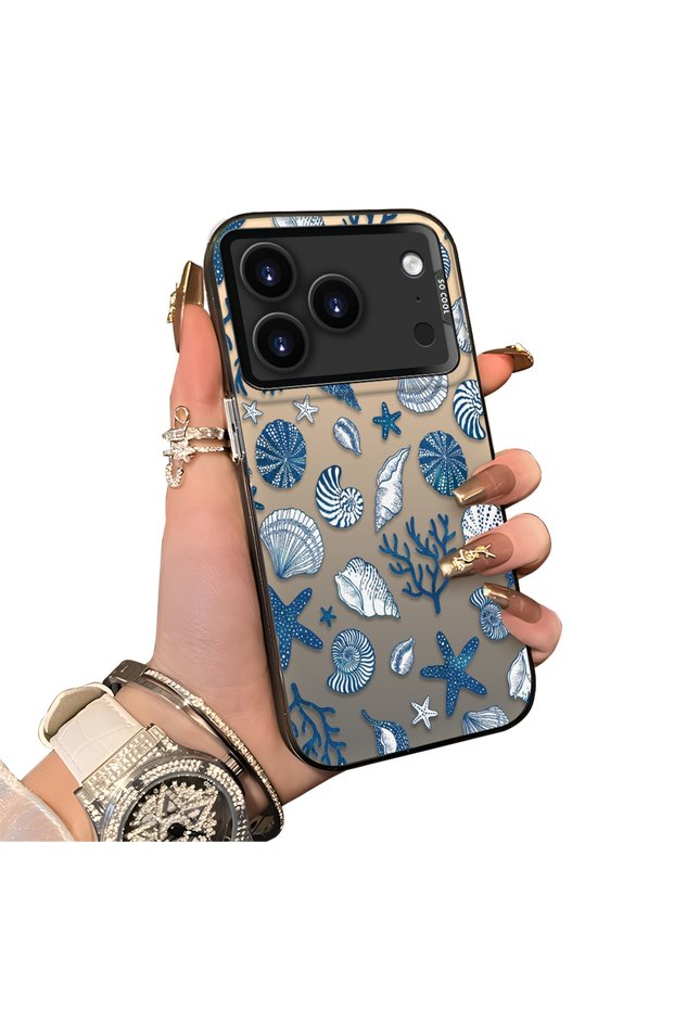 iPhone 17 Pro Compatible Hard Acrylic Back Silicone Edge Lens Protection Stylish Print Case
