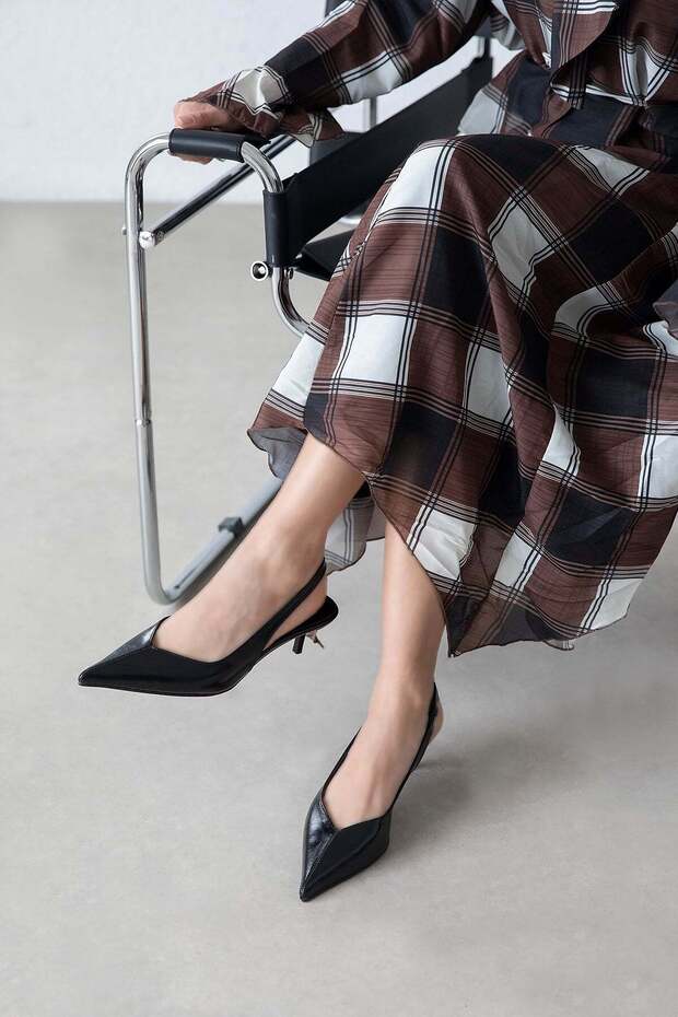Orla Women's Heeled Wrinkled Leather Shoes Black