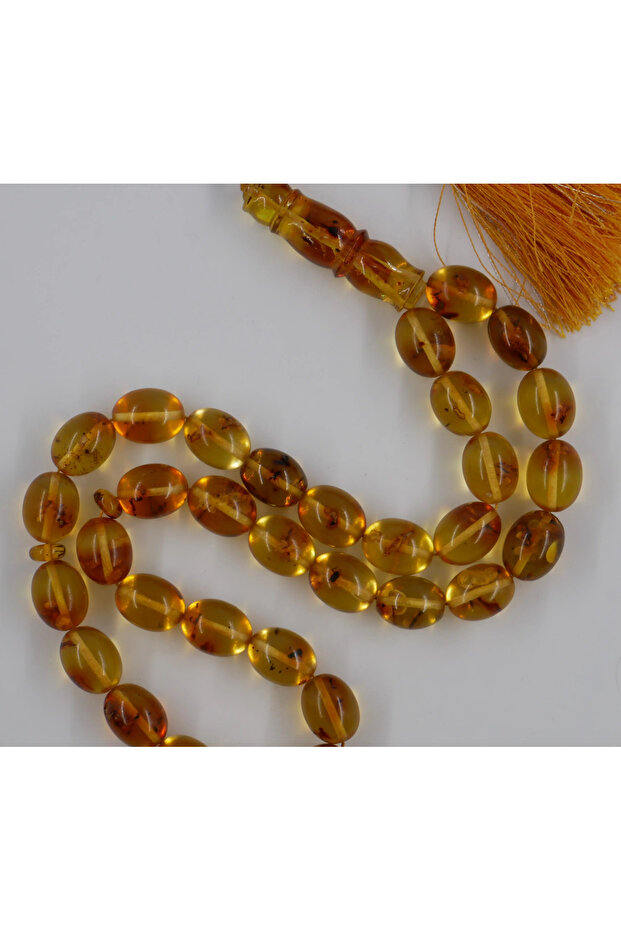 Colombian Insect Amber Rosary 48g 33 beads 12 - 16 mm