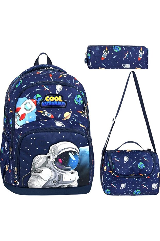 School Bag Men's School Bag Set of 3 School Bag Astronaut Pattern Luxury School Bag