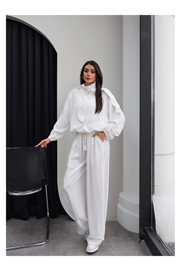 Apoletli Bomber Jacket Set