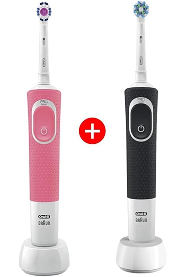D100 Black & Pink 1+1 Free Bundle Electric Toothbrush
