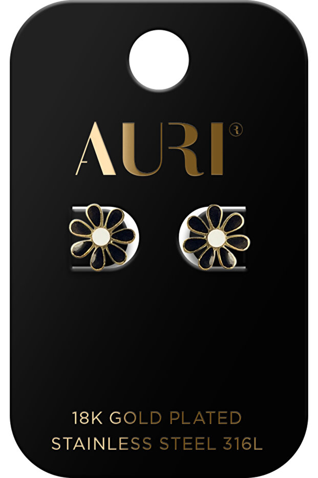 Black And White Flower Stud Earrings