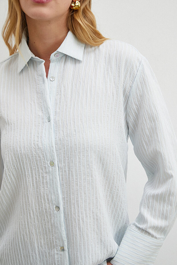 Stripe Patterned Shirt Blue - 3