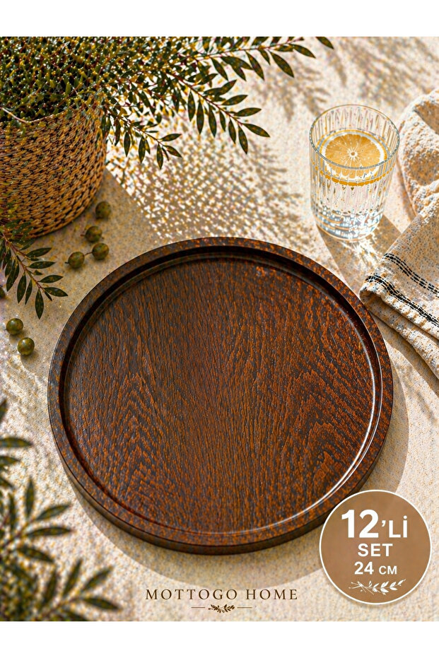 24 cm Round Wooden Presentation Tray – Natural Serving Plate (Set of 1-12 Optional)