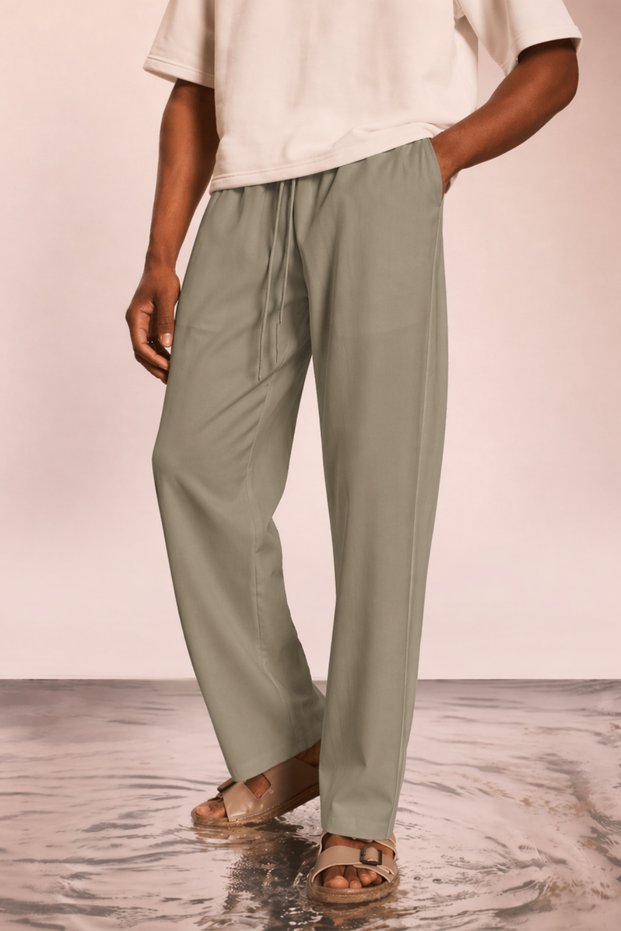 Modal Fabric Men's Elastic Waist Relaxed Fit Trousers – Casual, Stylish & Comfortable