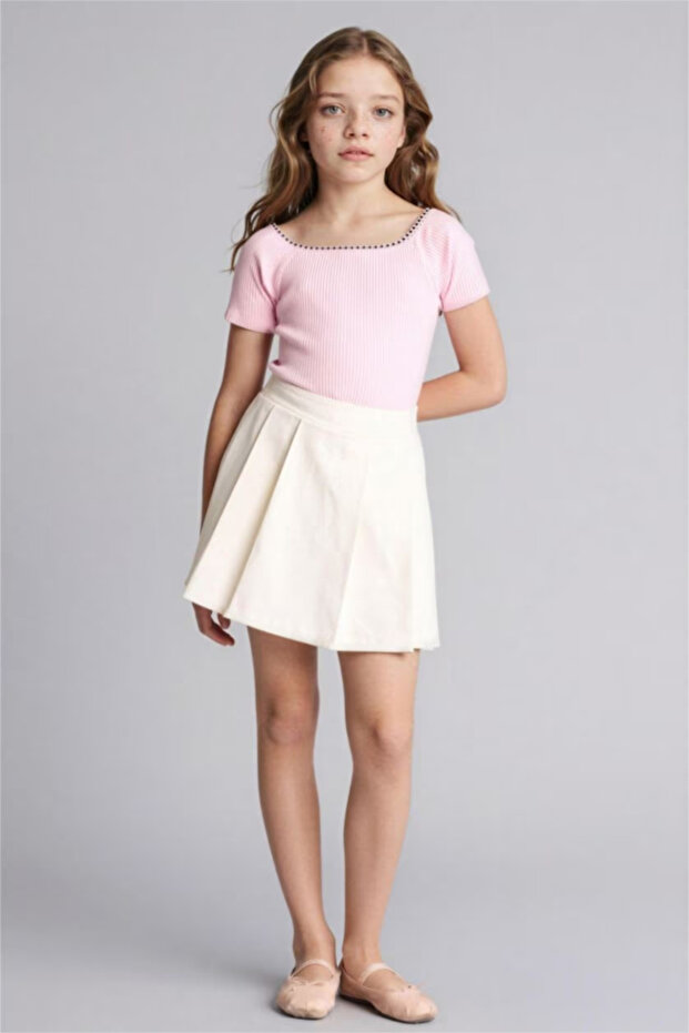100% Cotton Gabardine Skirt for Girls E2648A826Sp