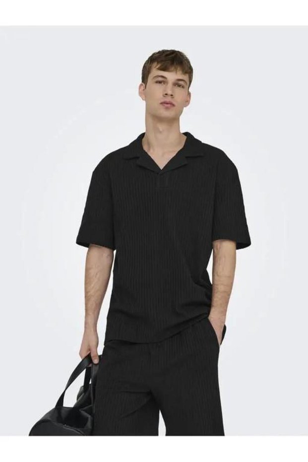 Onsaustin Rlx Ss Seersucker Resort Polo T-Shirt Men's Polo T-Shirt Black (22038187)