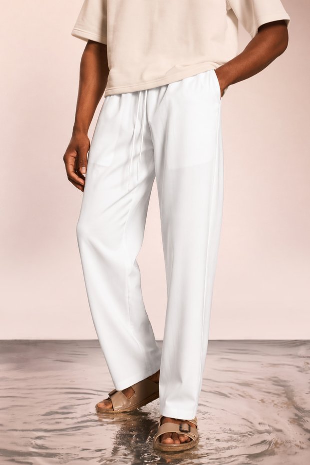 Modal Fabric Men's Elastic Waist Relaxed Fit Trousers – Casual, Stylish & Comfortable