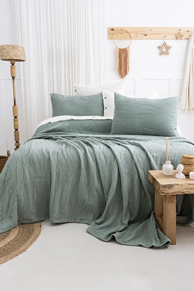 Janna Jacquard Bedspread Set, Soft Textured, 100% Cotton Jacquard Fabric, 3 Piece Bedroom Set