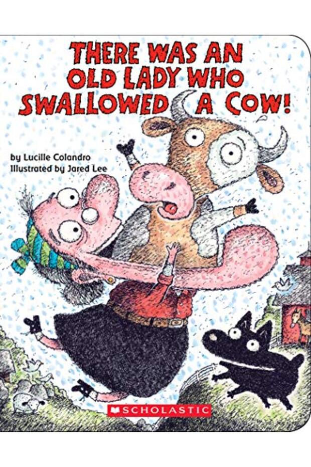 There Was An Old Lady Who Swallowed A Cow!: A Board Book
