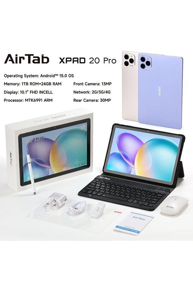 AIR TAB 20 MAX Android Tablet – 16GB RAM, 1TB Storage, 4G LTE + Wi-Fi, Full HD Display, Long Batt