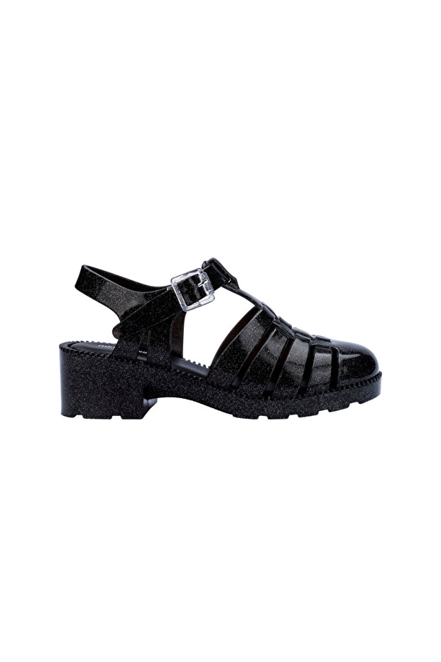 Girl's Possession Glittery Silvery Pearl Black Sandals