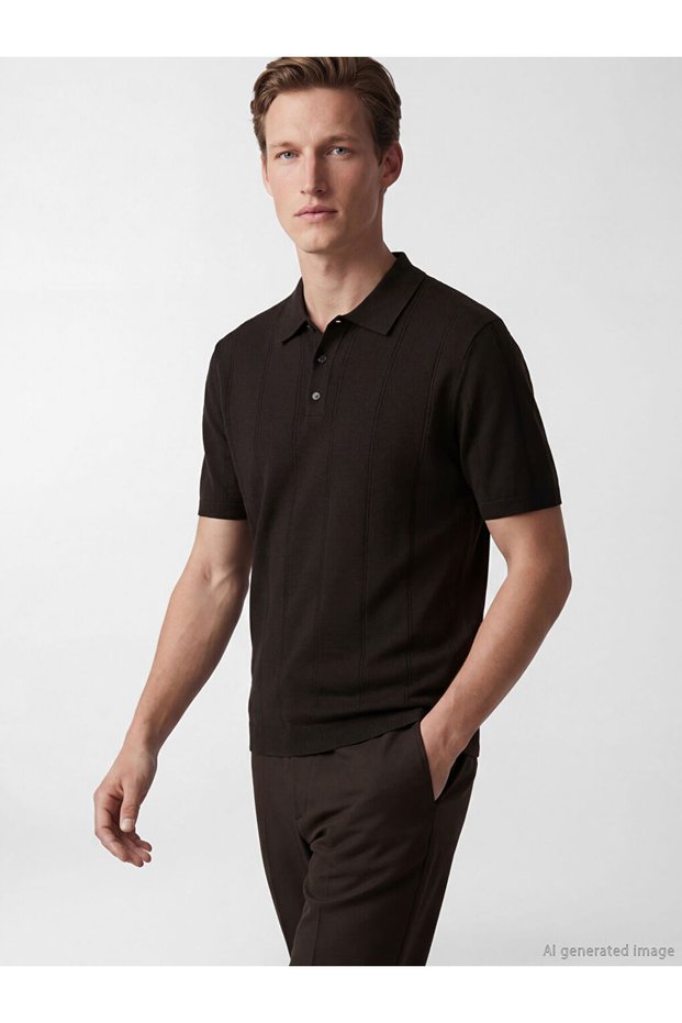 Peak New Season Polo Neck Striped Men's Knitwear T-Shirt