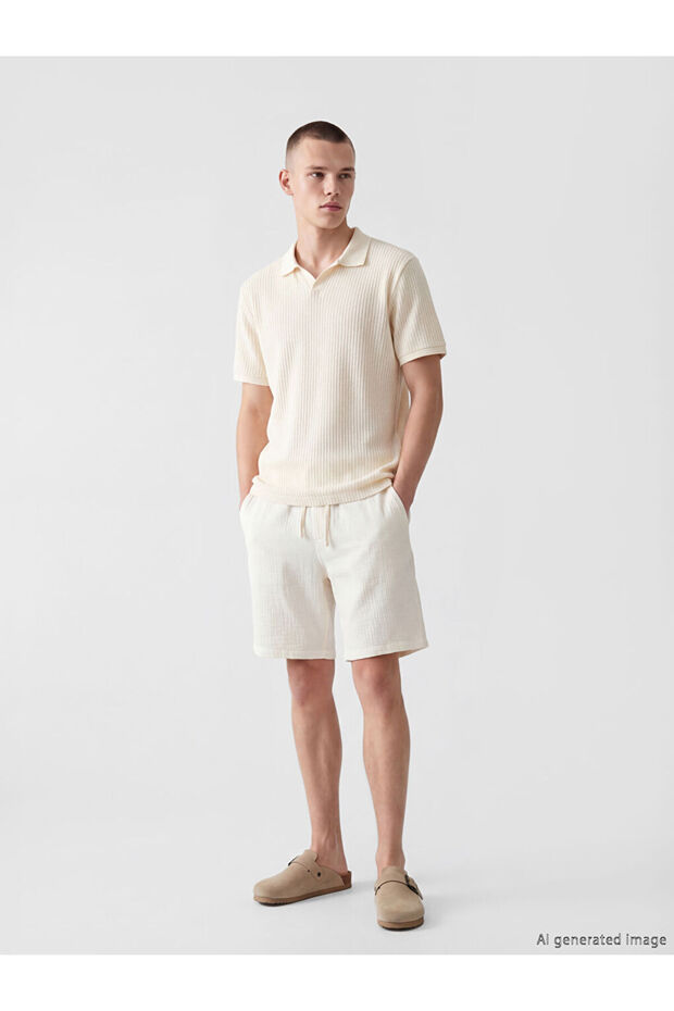 Ecru Loose Fit Muslin Men's Shorts