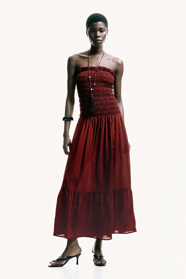Smocked bandeau dress