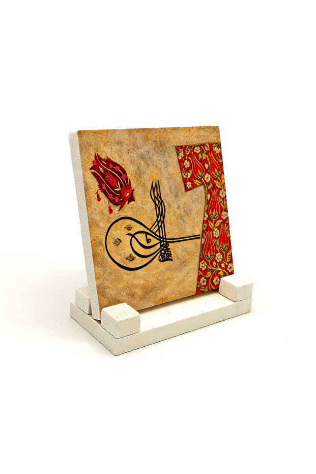 Kanuni Tuğrası and Kaftan Printed Stone Tabletop 10X10 1G-Tuğrakaftan1