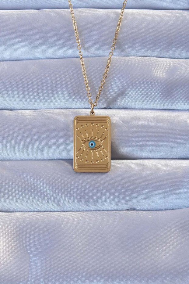 316L Gold Color Embroidered Evil Eye Model Vintage Necklace