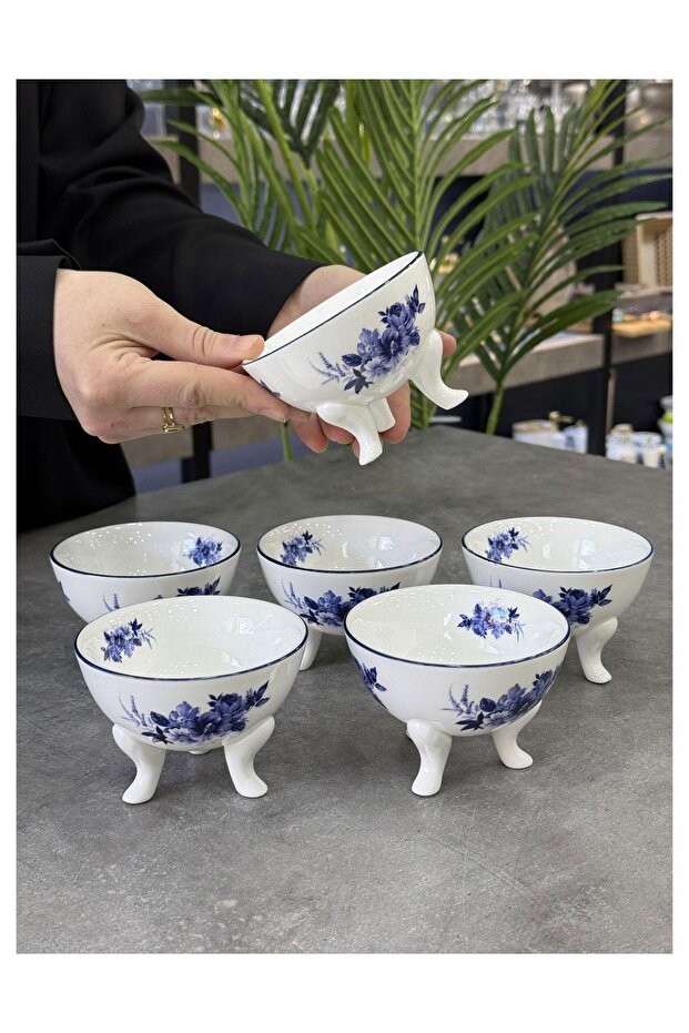 Blue Garden Bone China Porcelain 6-Piece Bowl