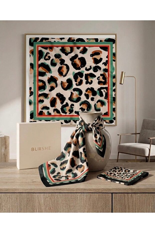 Leopard Patterned Silky - Satin Shawl - 3