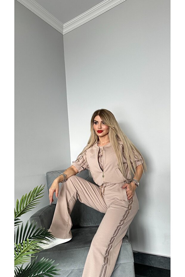Stone Print Jacket Stylish Set - 2