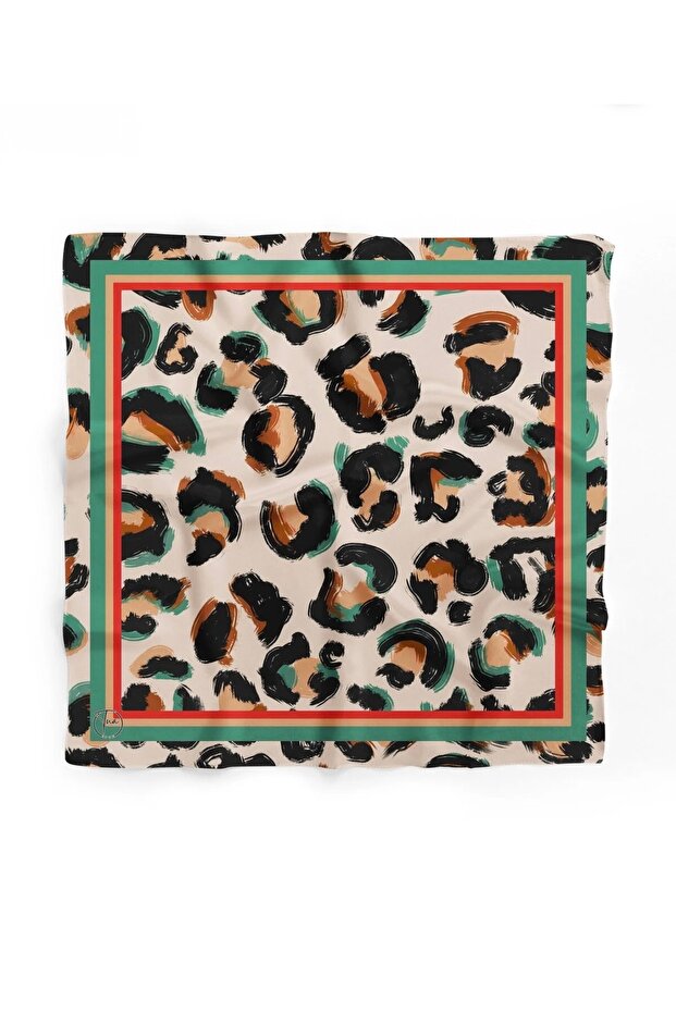 Leopard Patterned Silky - Satin Shawl - 2