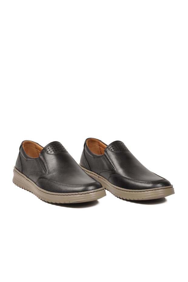 048 m Black Beige Genuine Leather Men's Casual Shoes
