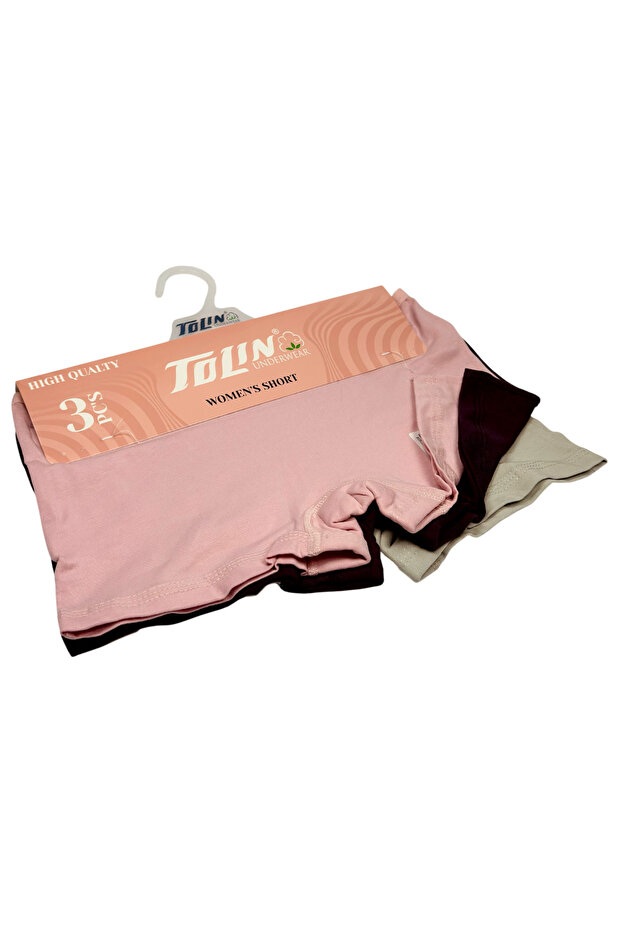 Women's 3-Pack Towel Net Detailed Cotton Lycra Boxer Set 4237