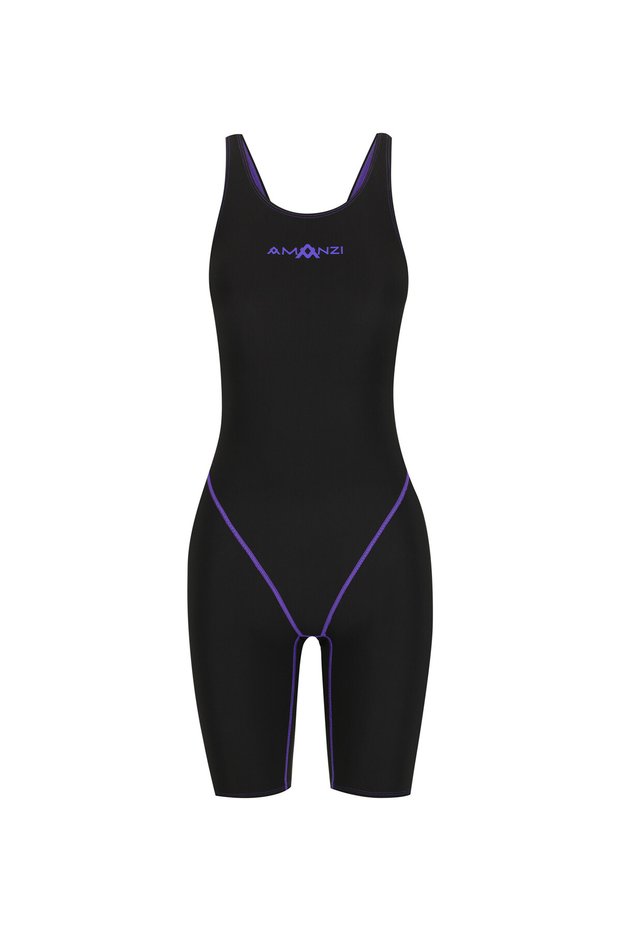 Amanzi Girls' Racing Swimsuit Acceler8 Rize Knee Length Jet Jewel