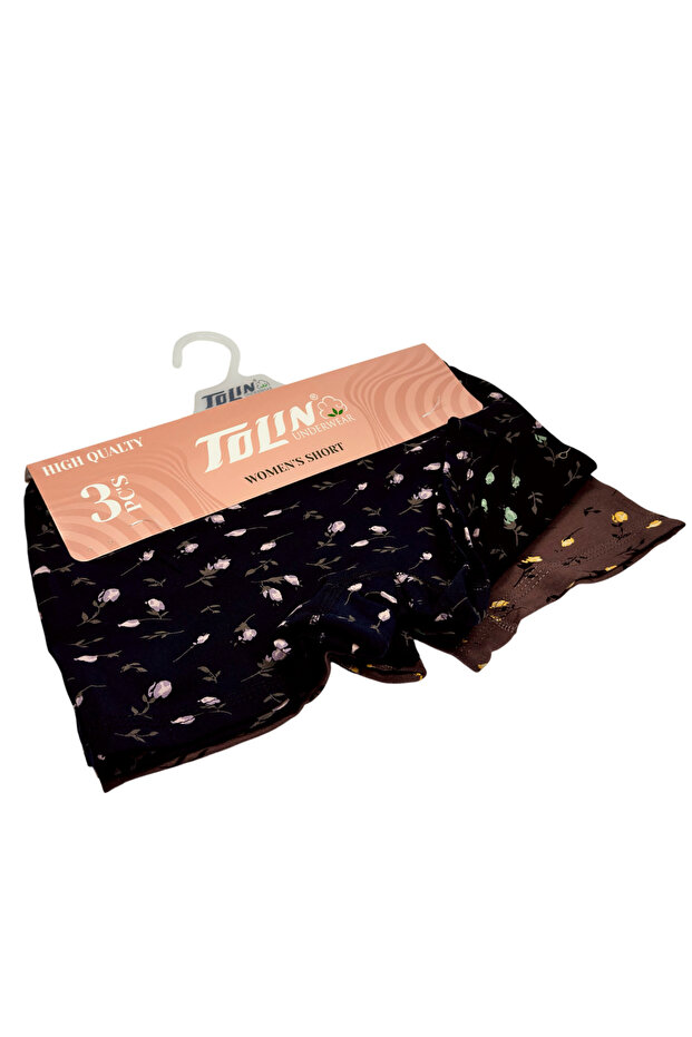 Women's 3-Pack Towel Net Detailed Cotton Lycra Boxer Set 4237