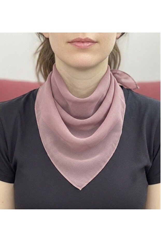 Women's Pink Chiffon Square Scarf - Fine Textured Modern Bandana 50*50cm