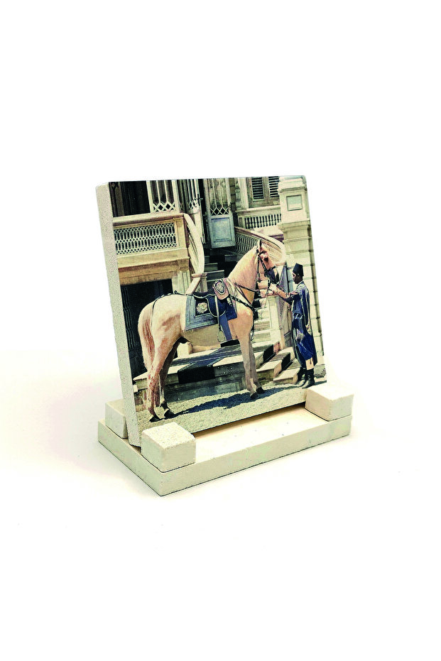 Sultan Abdul Hamid's Horse and Rider Printed Stone Tabletop 10X10 1G-Ah2At
