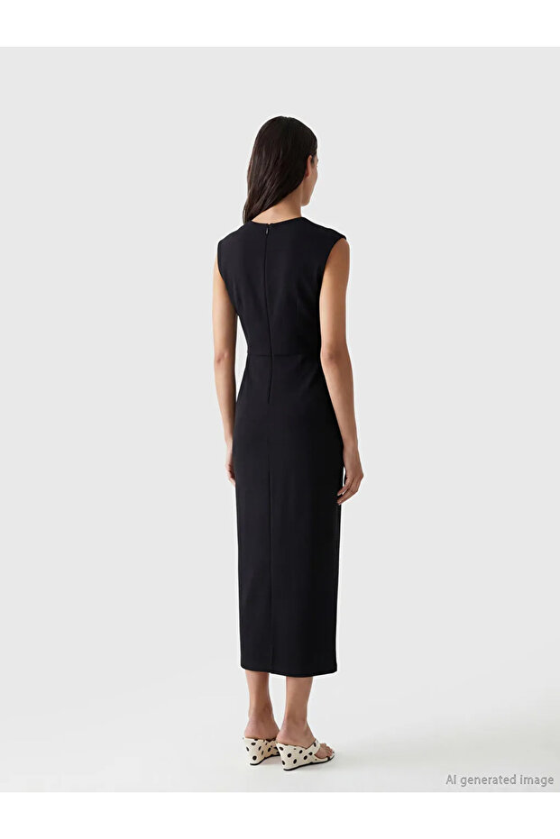Black off-the-shoulder bodycon midi dress
