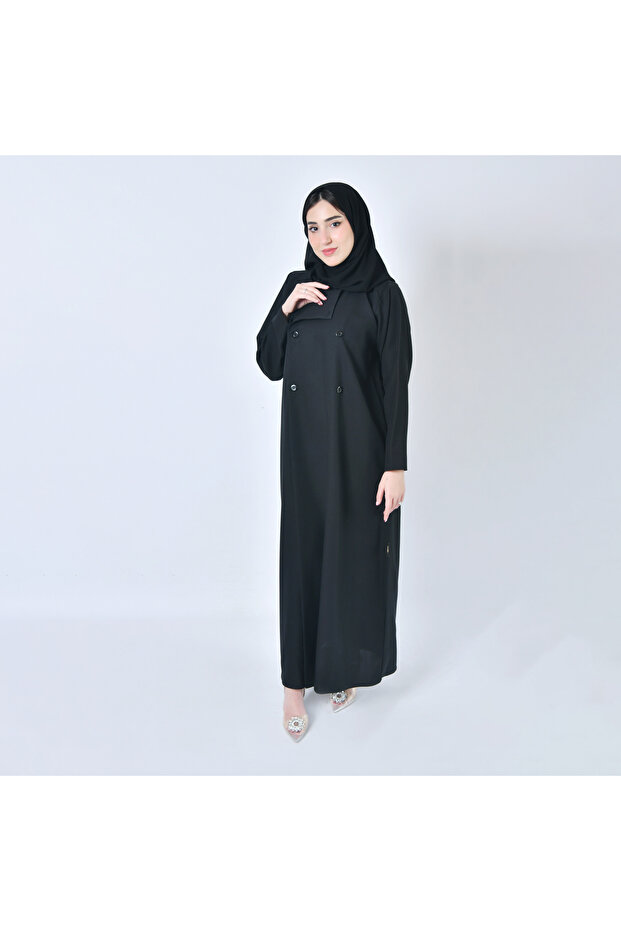 عبايه سوداء رسميه متعدده في طرق الاغلاق بطريقة ابداعيه