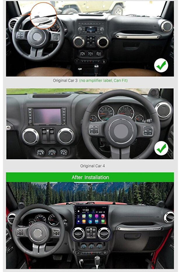 Jeep Wrangler android screen Model 2008-2016 caprlay android auto reverse camera included - 5