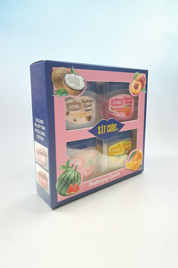 SFR Color Ananas Şeftali Karpuz ve Portakal Aromalı 4 ‘lü Nemlendirici Lip Balm Seti 