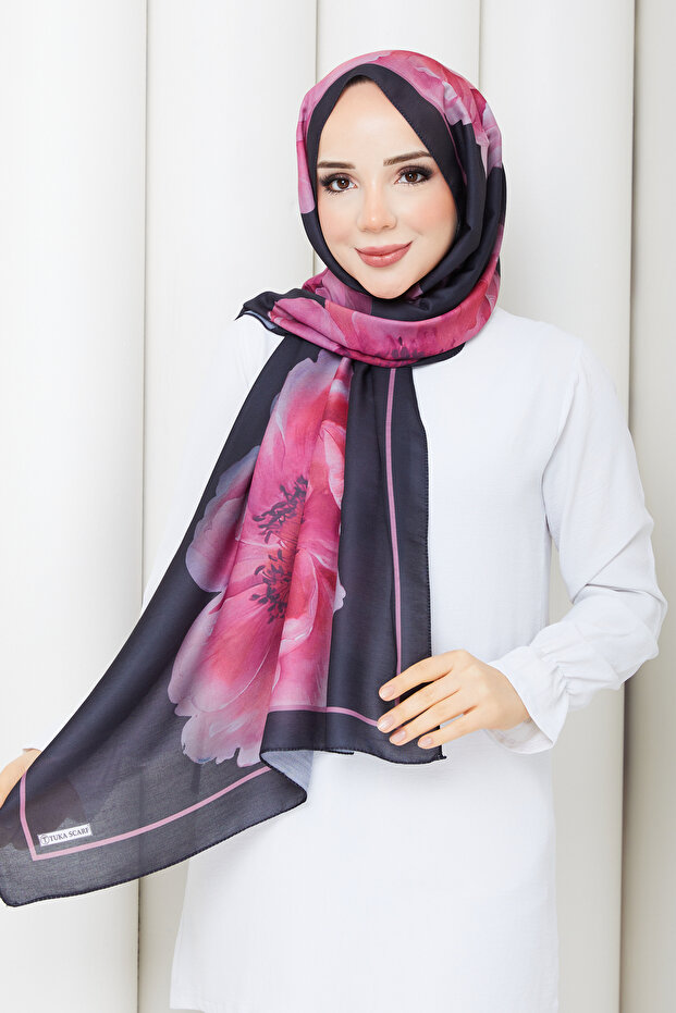 Water Pearl Rose Patterned Cotton Soft Fabric Hijab Daily Shawl Rose