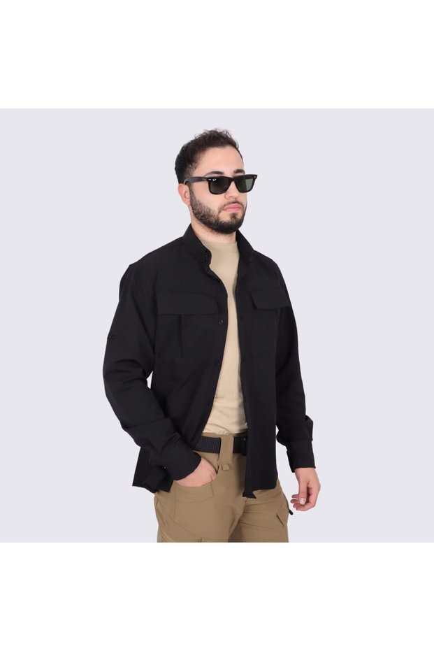 Black Tactical Shirt - Outdoor Casual Shirt - Front Series
