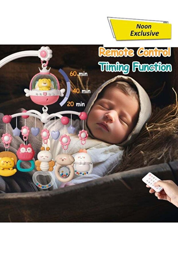 COGNIKIDS Remote Control Baby Crib Mobile With Music, Light & Projection