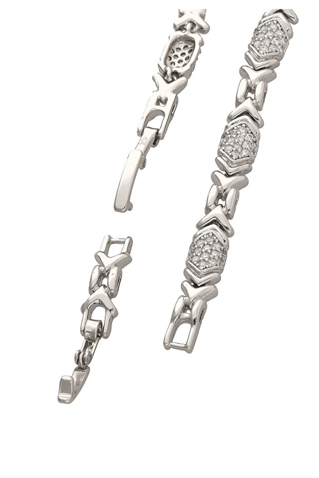 Link Bracelet With Rhinestones - 3