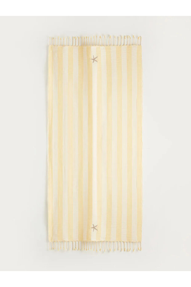 Yellow Striped Peshtamal Beach Towel 70X140 cm